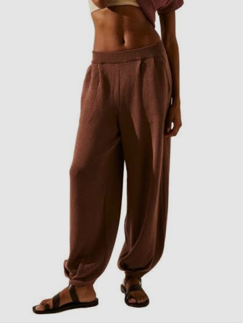 Free People Beach Freya Knit Barrel Leg Pants In Withered Rose Size M